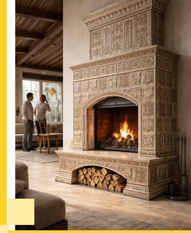 Купить изразцовый камин в Ленинске-Кузнецком от 255525 р. | ЭриданЛнн