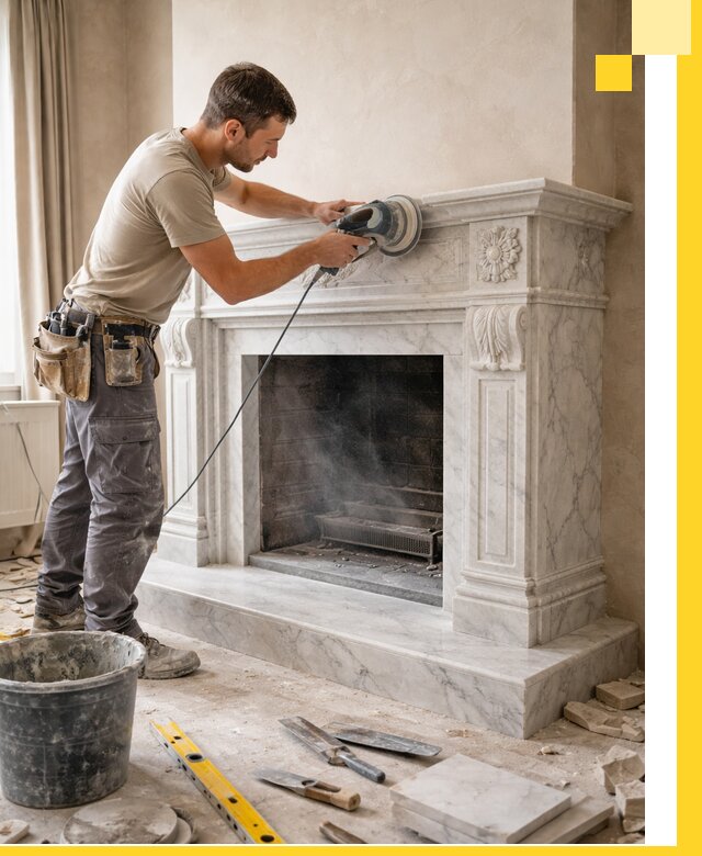 Изготовление и установка мраморных каминов в Ленинске-Кузнецком под ключ