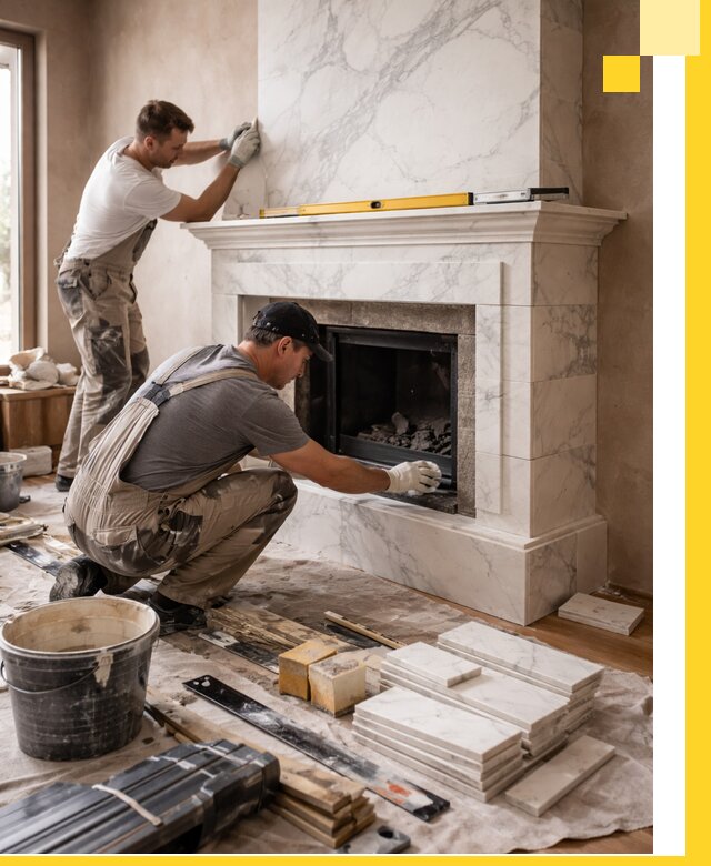 Отделка каминов в Ленинске-Кузнецком качественные облицовочные работы