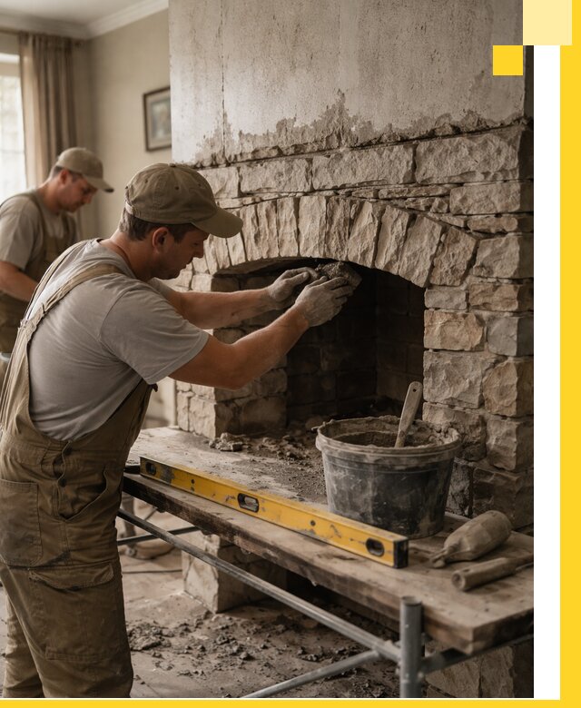 Изготовление каминов под ключ в Ленинске-Кузнецком, монтаж и отделка