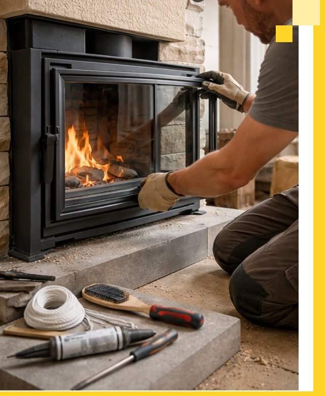 Производство, монтаж и доставка каминов со стеклом в Ленинске-Кузнецком