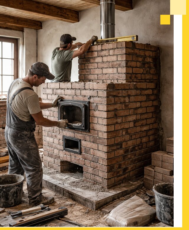 Печи для загородного дома под ключ в Ленинске-Кузнецком — монтаж и сервис