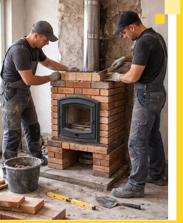 Монтаж печи камина под ключ в Ленинске-Кузнецком с гарантией и пусконаладкой