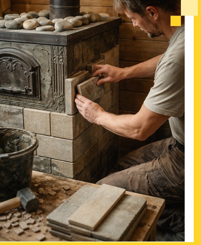 Облицовка банных печей в Ленинске-Кузнецком профессиональная отделка