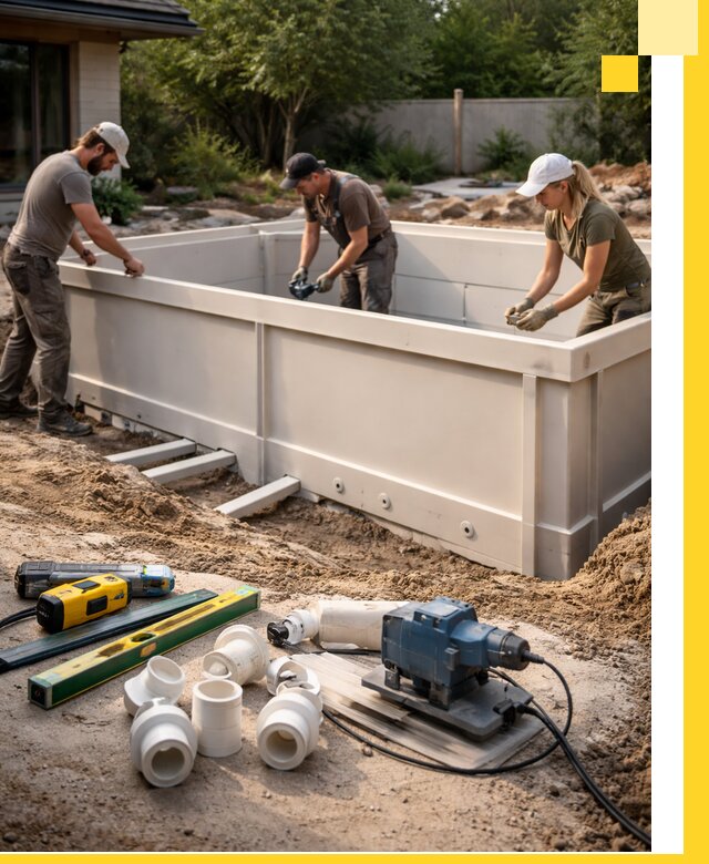 Установка полипропиленовых бассейнов под ключ в Ленинске-Кузнецком