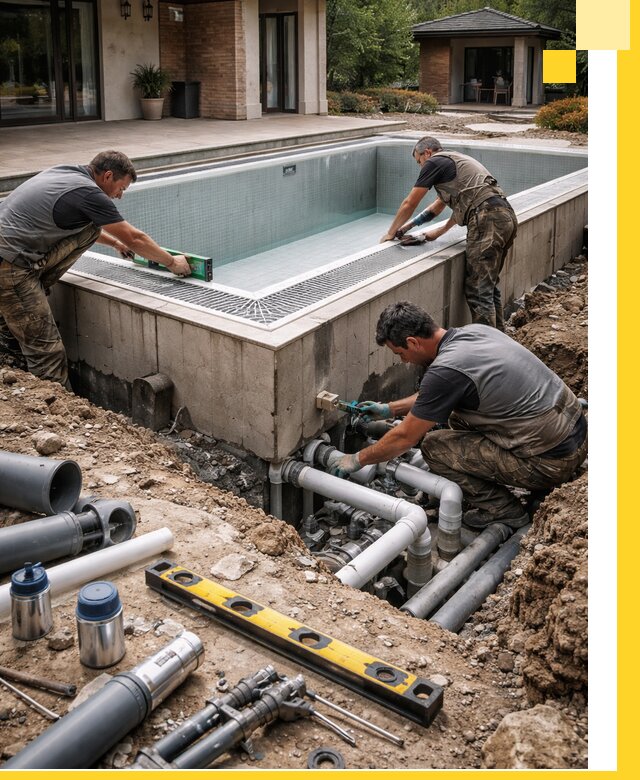 Строительство переливных бассейнов в Ленинске-Кузнецком под ключ