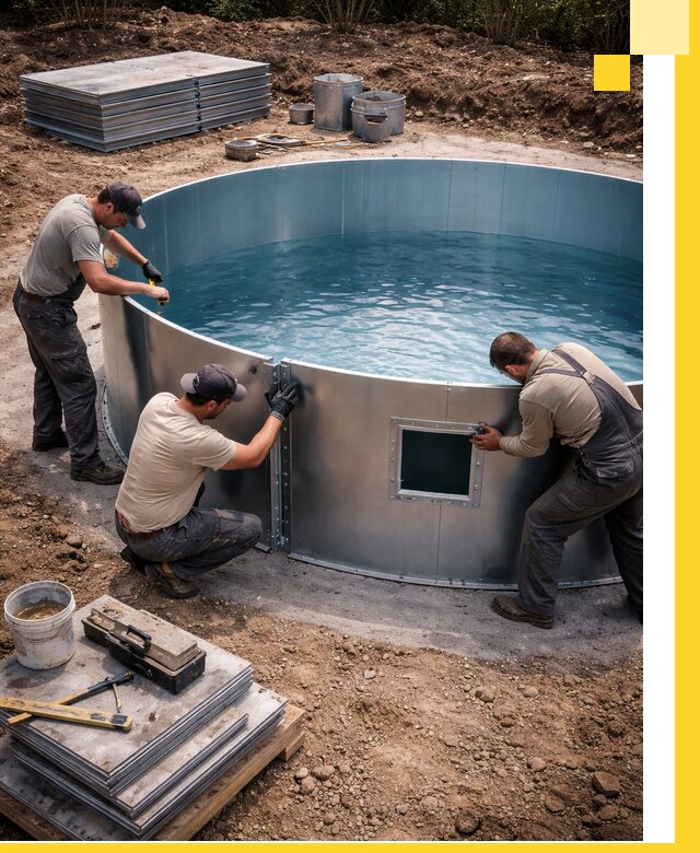 Круглые бассейны под ключ в Ленинске-Кузнецком проектирование и монтаж