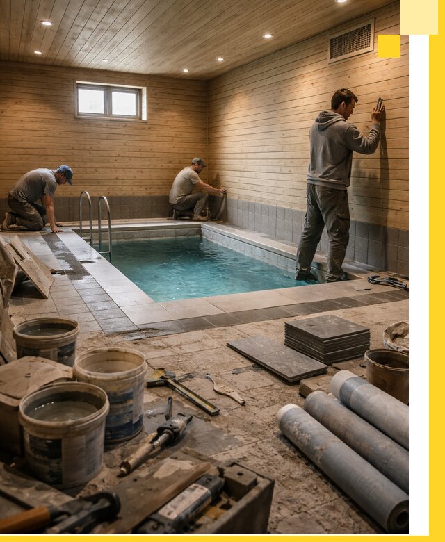 Строительство бани с бассейном и сауной под ключ в Ленинске-Кузнецком