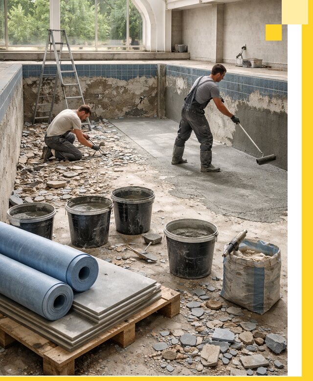 Реконструкция бассейнов в Ленинске-Кузнецком: ремонт, гидроизоляция