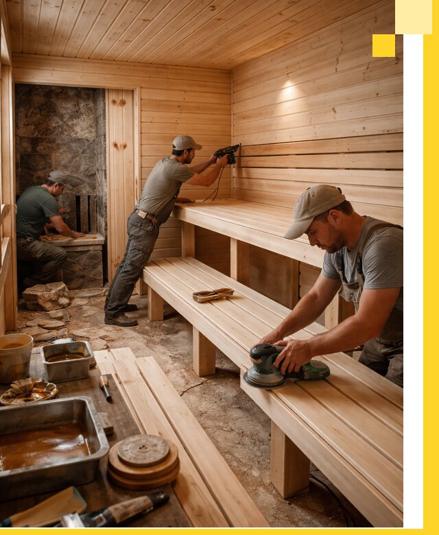 Профессиональная отделка бань в Ленинске-Кузнецком под ключ, с гарантией