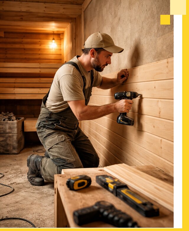 Профессиональная внутренняя отделка бани в Ленинске-Кузнецком под ключ