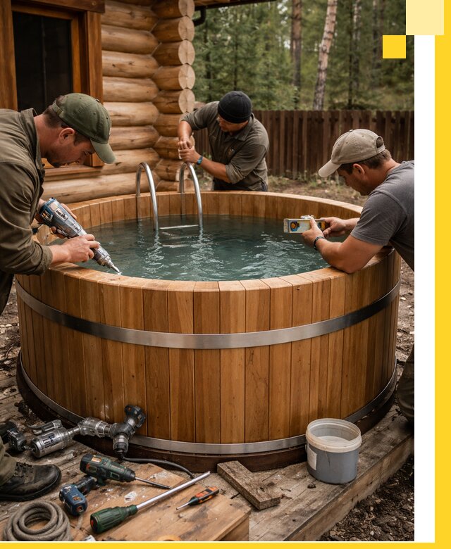 Строительство бань с купелью под ключ и отделкой в Ленинске-Кузнецком