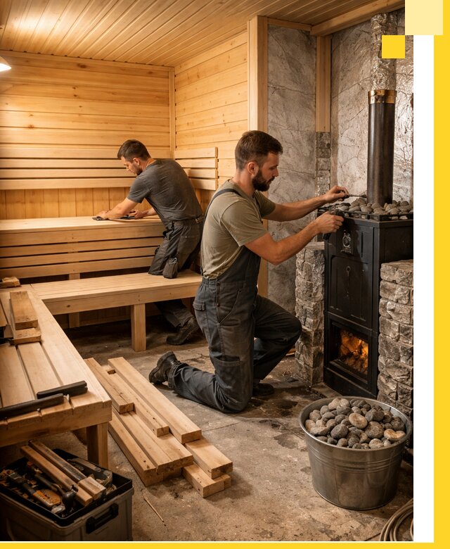 Дизайн и строительство интерьеров бань под ключ в Ленинске-Кузнецком