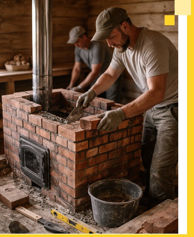 Кирпичные печи для бани под ключ в Ленинске-Кузнецком, проект и монтаж