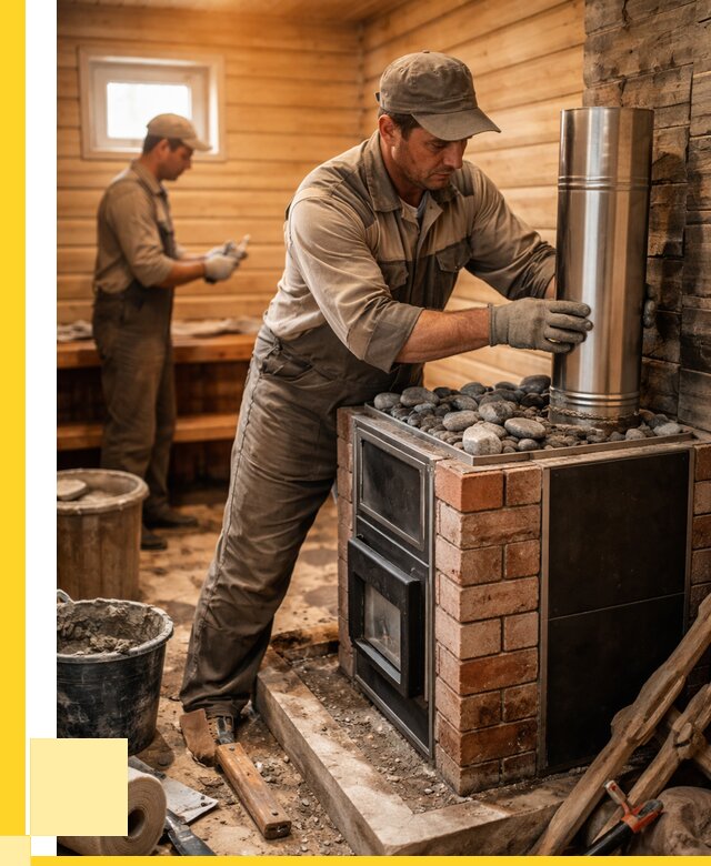 Монтаж печи в бане под ключ в Ленинске-Кузнецком от 20442 р. | ЭриданЛнн