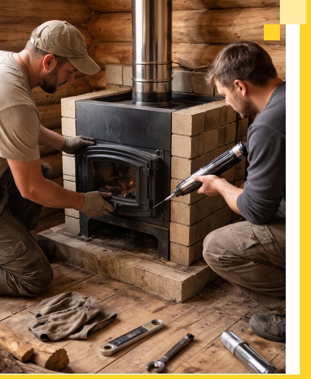 Монтаж и установка печи в бане под ключ с гарантией в Ленинске-Кузнецком