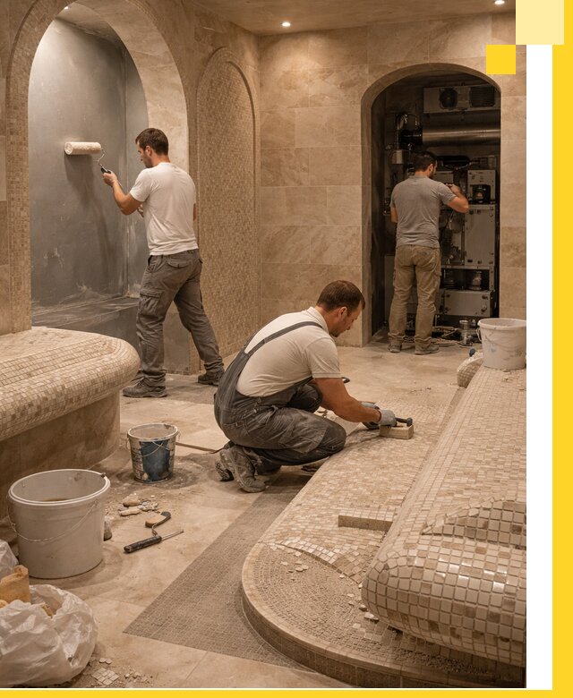 Строительство бани с хамамом и бассейном под ключ в Ленинске-Кузнецком