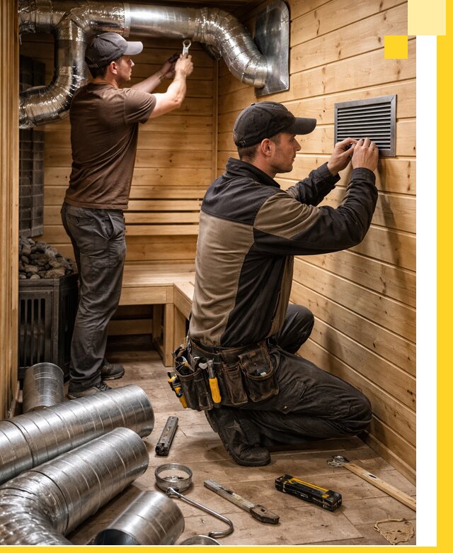 Проектирование и монтаж вентиляции бани в Ленинске-Кузнецком под ключ