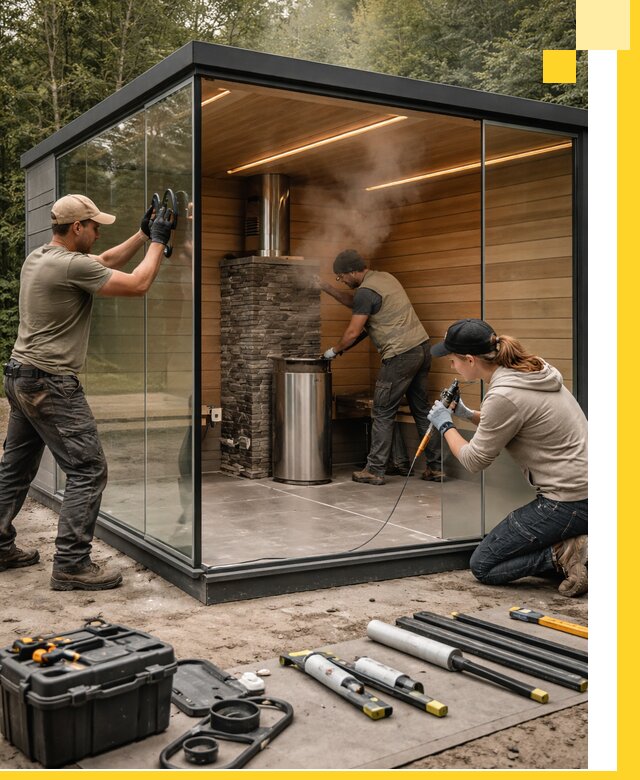 Проектирование и строительство стеклянных бань в Ленинске-Кузнецком