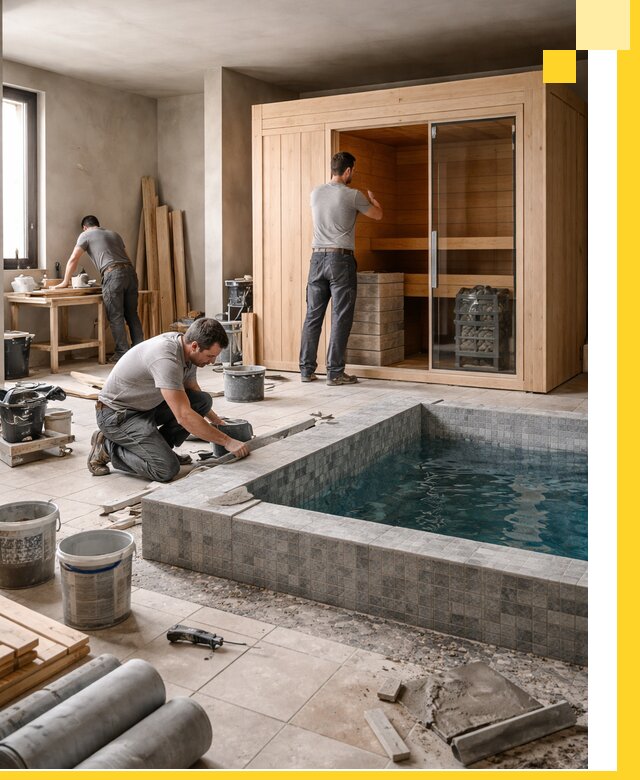 SPA зоны под ключ с бассейном сауной и печью в Ленинске-Кузнецком